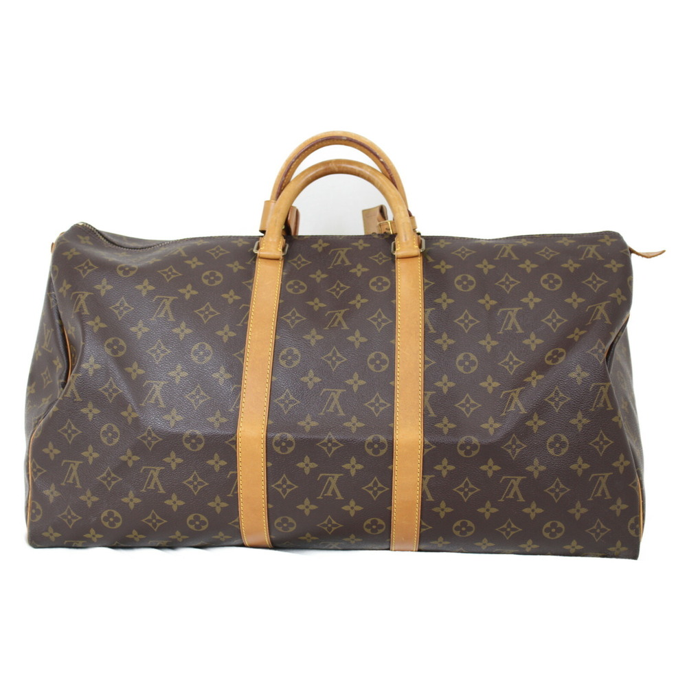 Louis Vuitton Canvas Beige Tan Bag Boston Brown Keepall Monogram - Picture 1 of 7